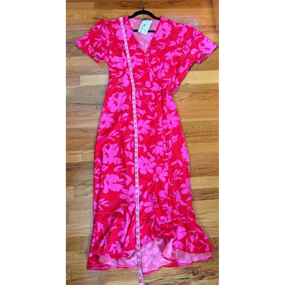 NWT PrettyGarden Chic XL Floral Wrap Maxi Dress Ruffle Short Sleeve Derby Barbie - Picture 13 of 14